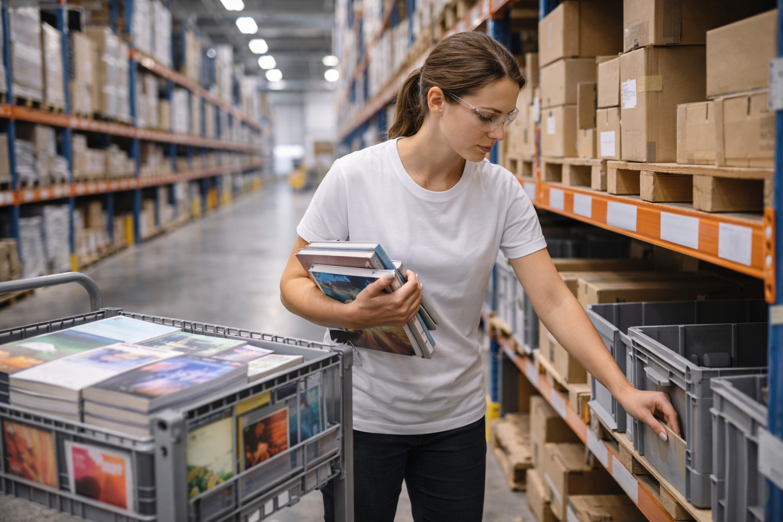 Book warehouse worker