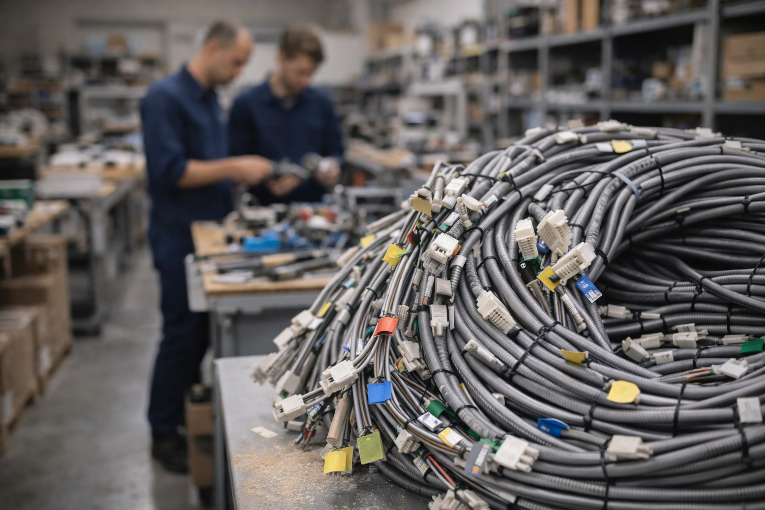 Cable wiring assembly worker