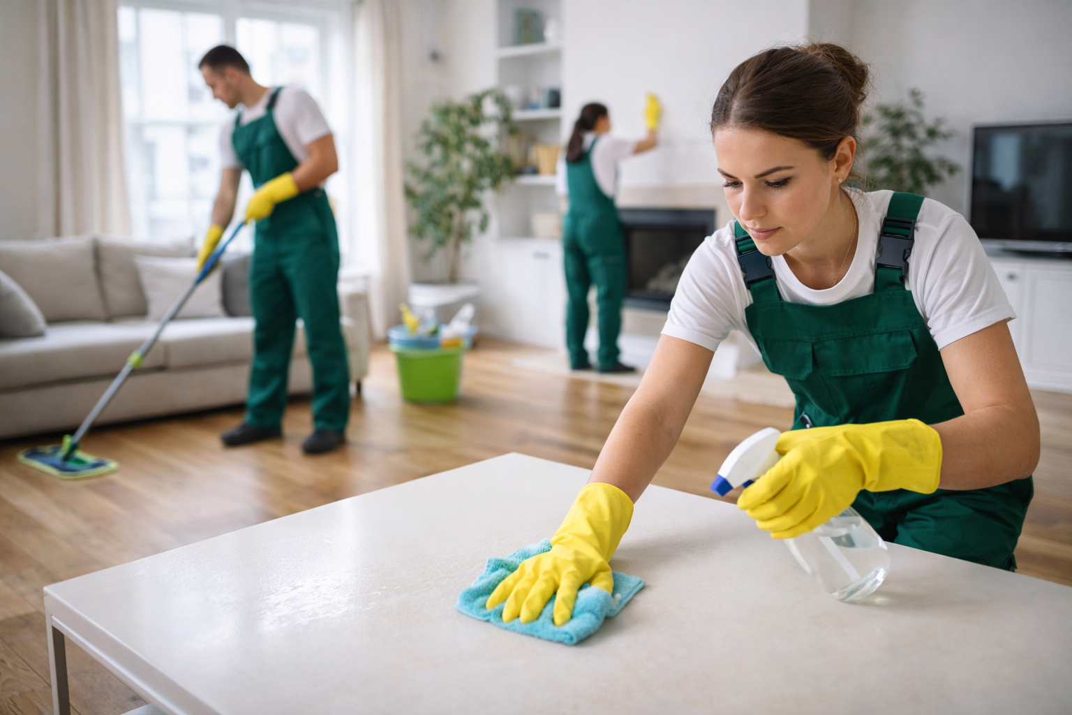 Apartment cleaning worker